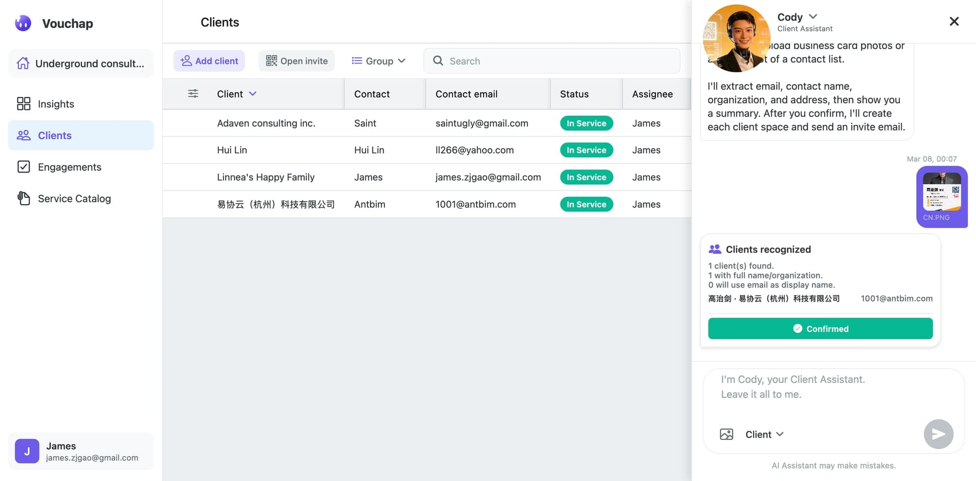 Firm client list tailored for tax engagements